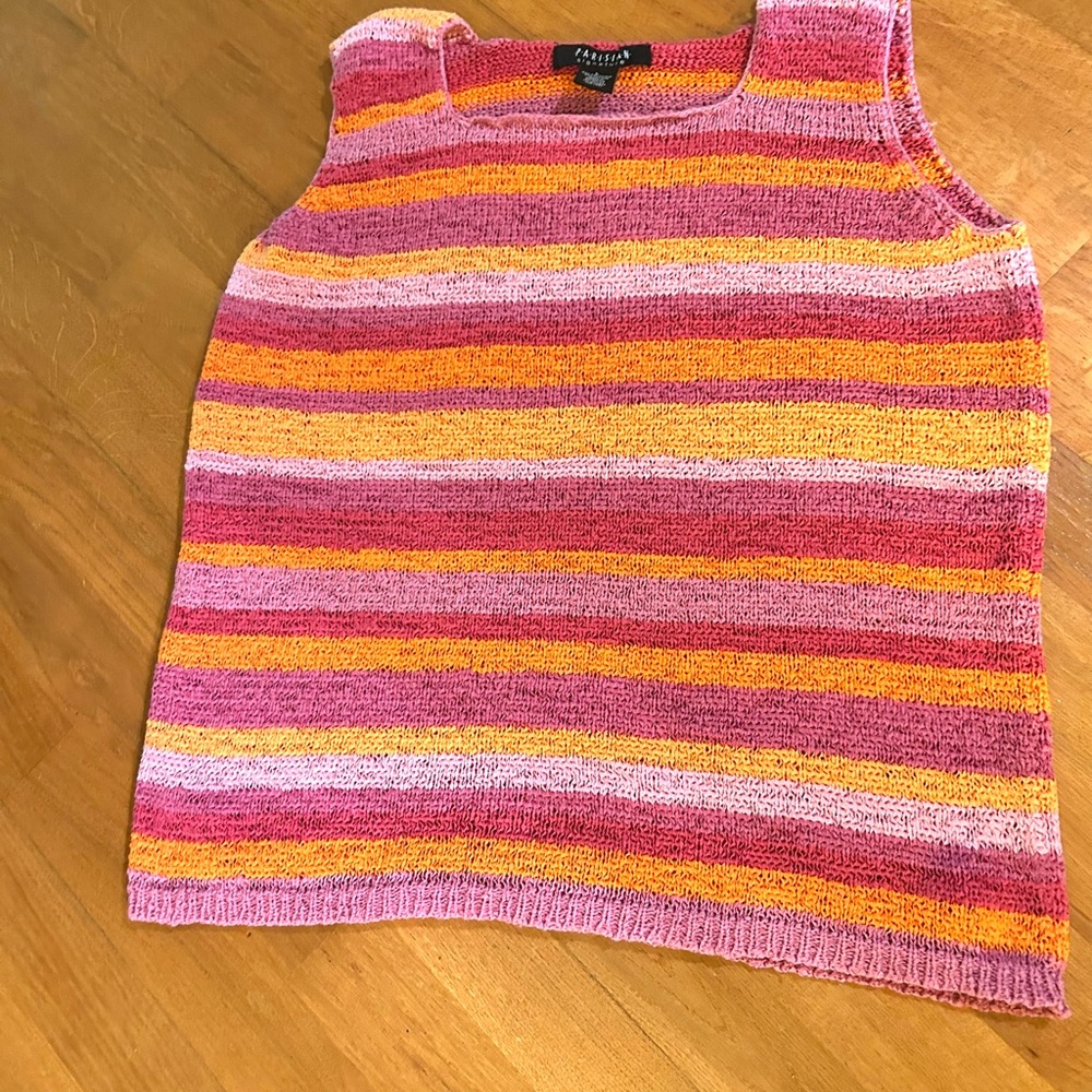 Summer Sleeveless Top- Size L-Orange/Pink